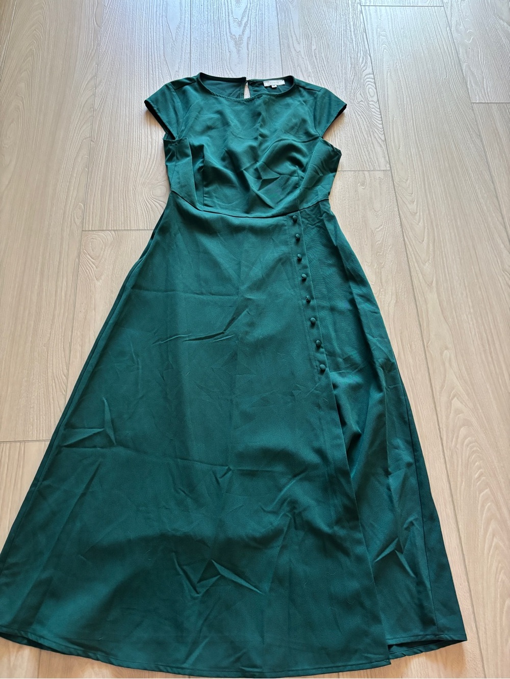 RIHOAS Deep Green Dress with Side Button Accent